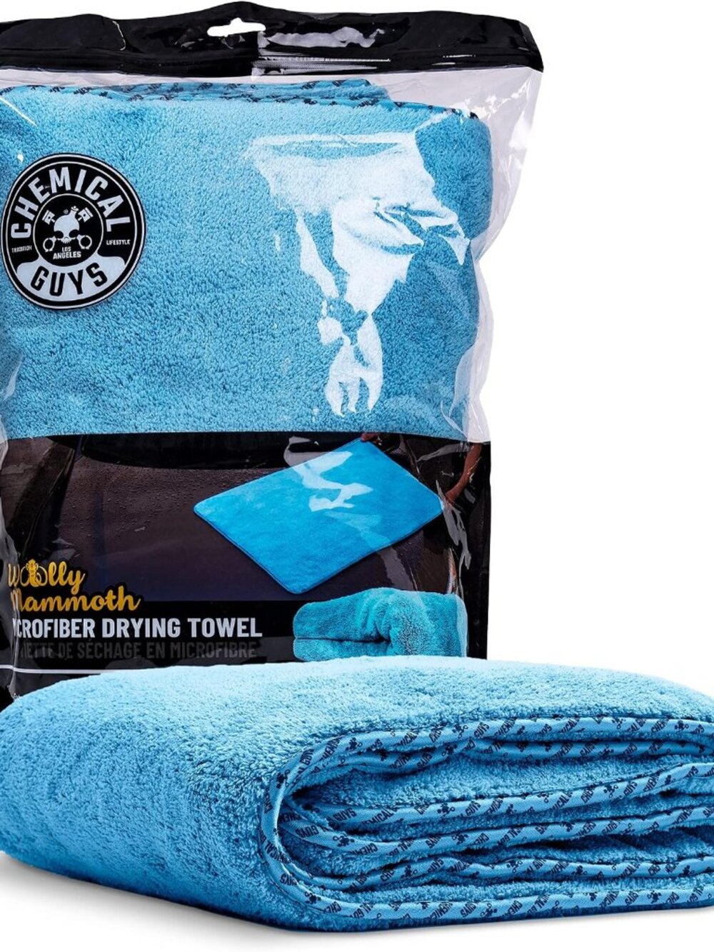Woolly Mammoth Large Microfiber Drying Towel, Blue, 36 x 25
